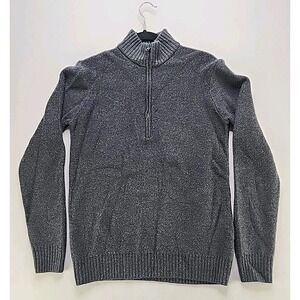 Icebreaker Men's Gray Merino Wool Half Zip Jumper Sweater Size Large Mock Neck